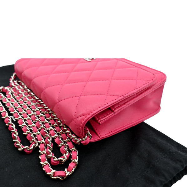 CHANEL WOC Quilted Leather Crossbody Wallet Fuchsia Pink
