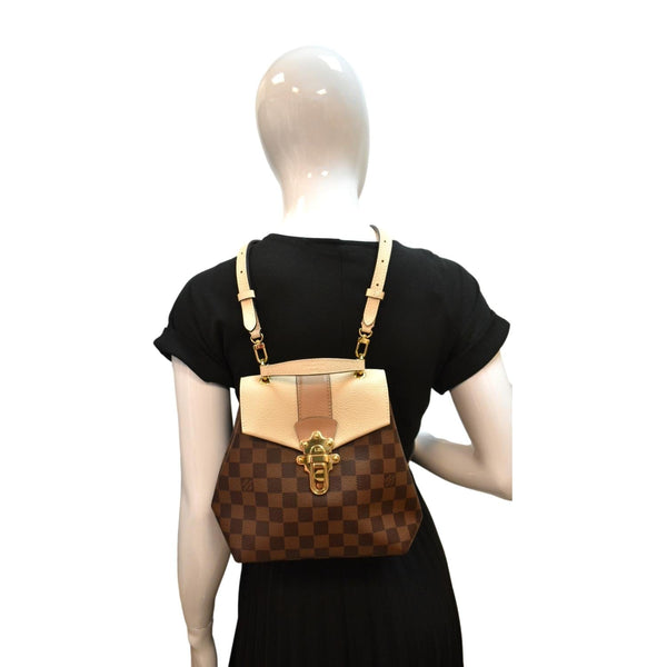Louis Vuitton Clapton Damier Ebene Backpack Bag Creme - Full View