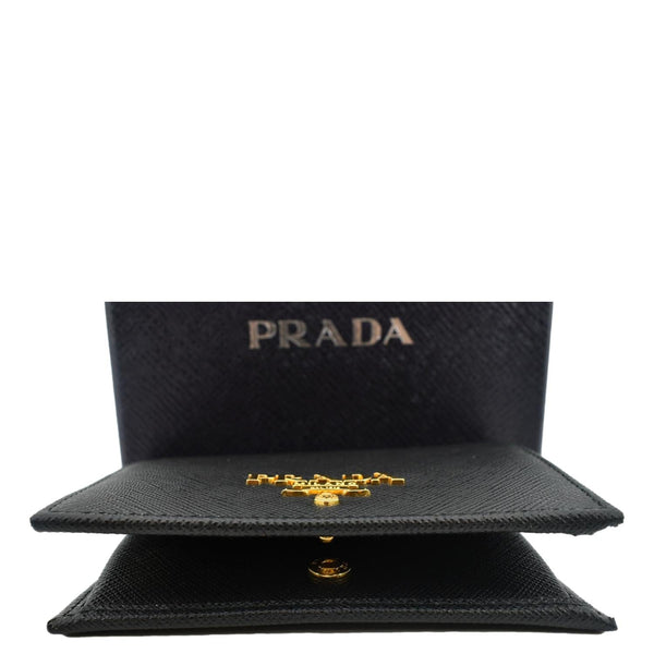 Prada Small Saffiano Leather Wallet Black - Bottom