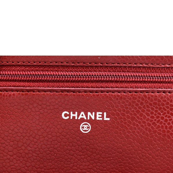 CHANEL CC WOC Caviar Leather Wallet On Chain Crossbody Bag Red