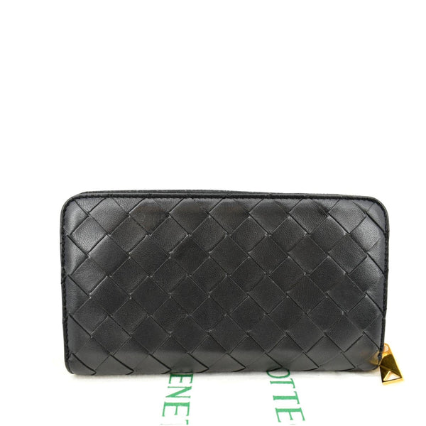 BOTTEGA VENETA Intrecciato Leather Zip Around Wallet Black