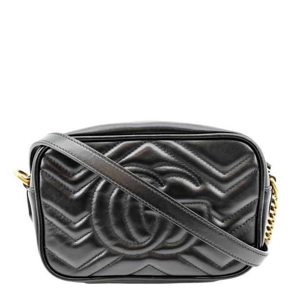 GUCCI GG Marmont Matelasse Mini Leather Crossbody Bag Black 448065