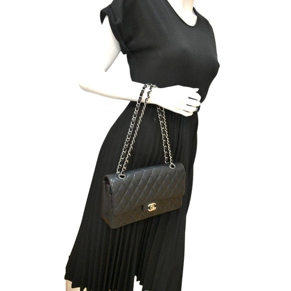 Chanel Classic Double Flap Medium Leather Shoulder Bag - Side