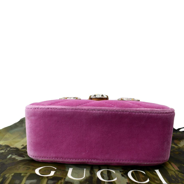 GUCCI GG Marmont Mini Marquise Crystal Velvet Crossbody Bag Pink