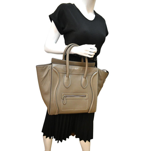 CELINE Souris Mini Luggage Calfskin Leather Tote Bag Dune - Sold