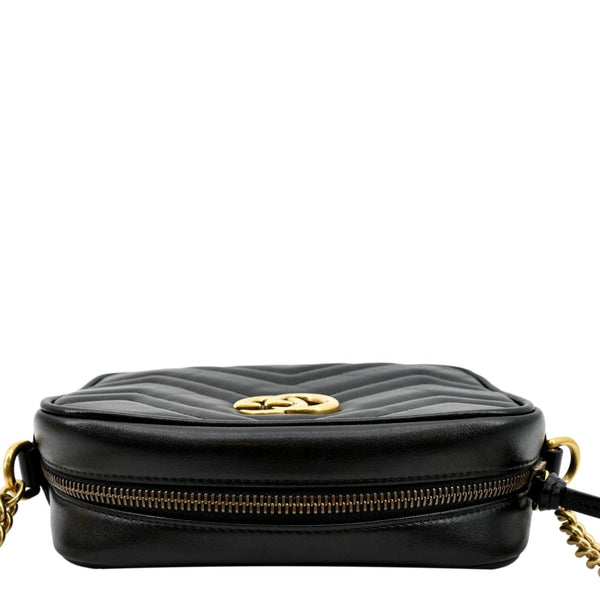 GUCCI GG Marmont Matelasse Mini Leather Crossbody Bag Black 448065