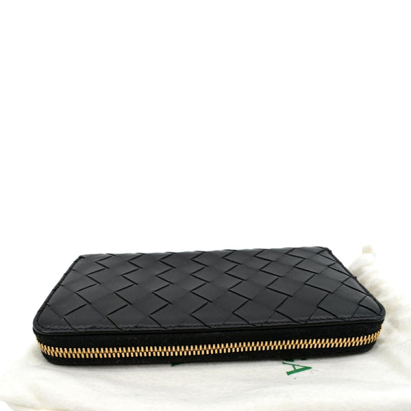 BOTTEGA VENETA Intrecciato Leather Zip Around Wallet Black