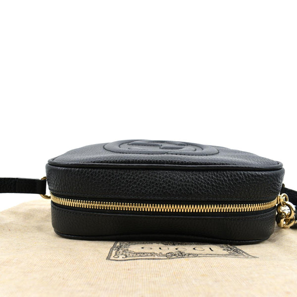 GUCCI Soho Disco Pebbled Leather Black Crossbody Bag upper side
