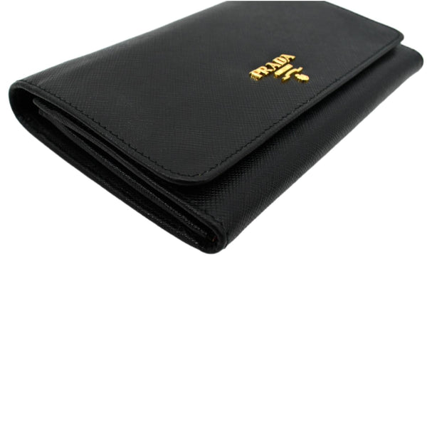 PRADA Continental Flap Saffiano Leather Long Wallet Black