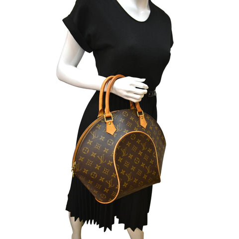 LOUIS VUITTON Ellipse MM Monogram Canvas Satchel Bag Brown