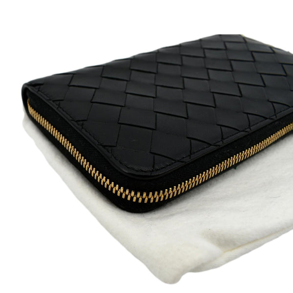 BOTTEGA VENETA Intrecciato Leather Zip Around Wallet Black