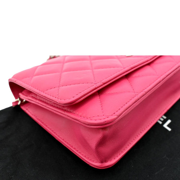 CHANEL WOC Quilted Leather Crossbody Wallet Fuchsia Pink