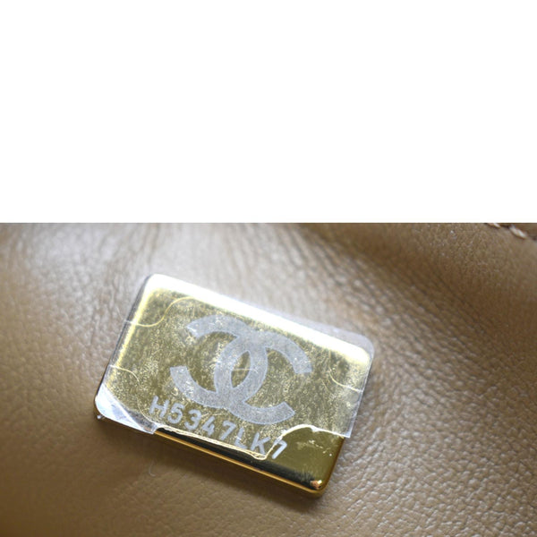 CHANEL Medium Boy Flap Chevron Caviar Leather Crossbody Bag Beige