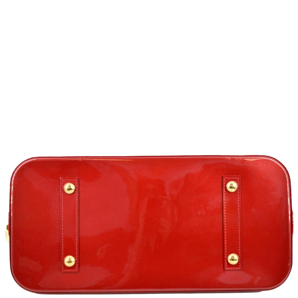 LOUIS VUITTON Alma GM Monogram Vernis Leather Satchel Bag Red