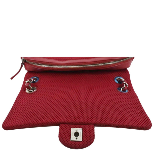 CHANEL Flap Perforated Leather Shoulder Bag Red
