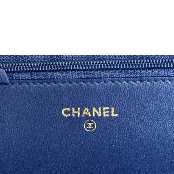 CHANEL Charm Wallet on Chain Python Leather Crossbody Bag Blue