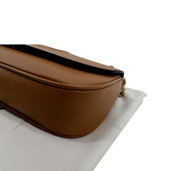 Gucci Soho Chain Flap Leather Crossbody Bag in Brown - Bottom Right