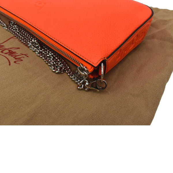 CHRISTIAN LOUBOUTIN Loubila Leather Chain Pouch Orange