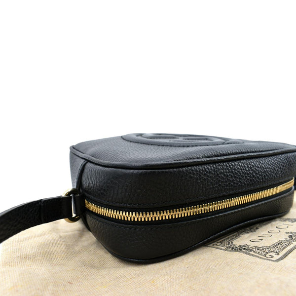 GUCCI Soho Disco Pebbled Leather Crossbody Bag Black 308364
