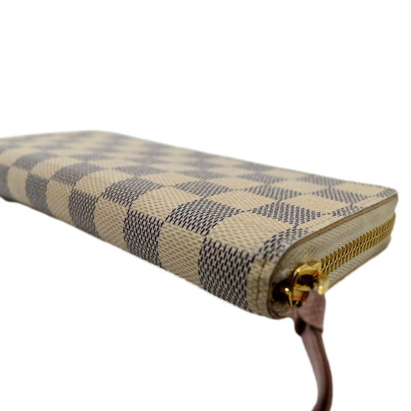 Louis Vuitton Clemence Damier Azur Wallet in White - Bottom Left