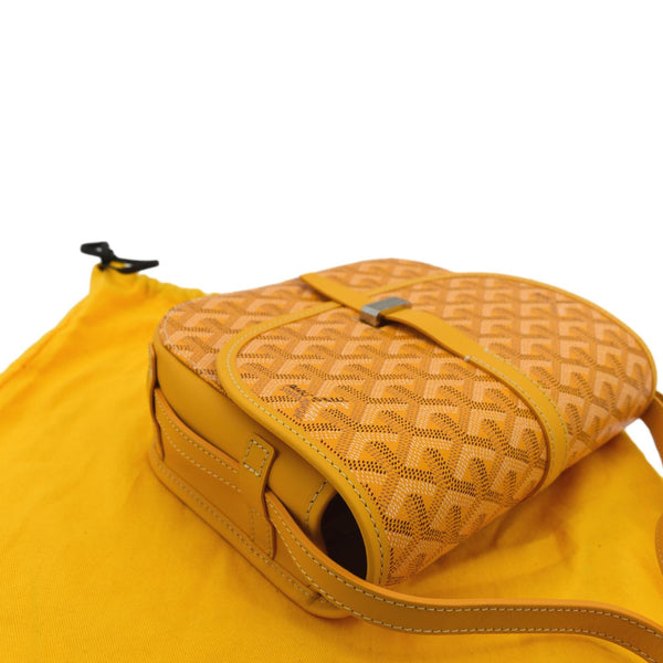 GOYARD Belvedere PM Goyardine Chevron Canvas Messenger Bag Yellow