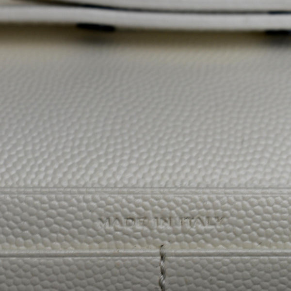 YVES SAINT LAURENT Contrast Trim Wallet on Chain Leather Shoulder Bag White