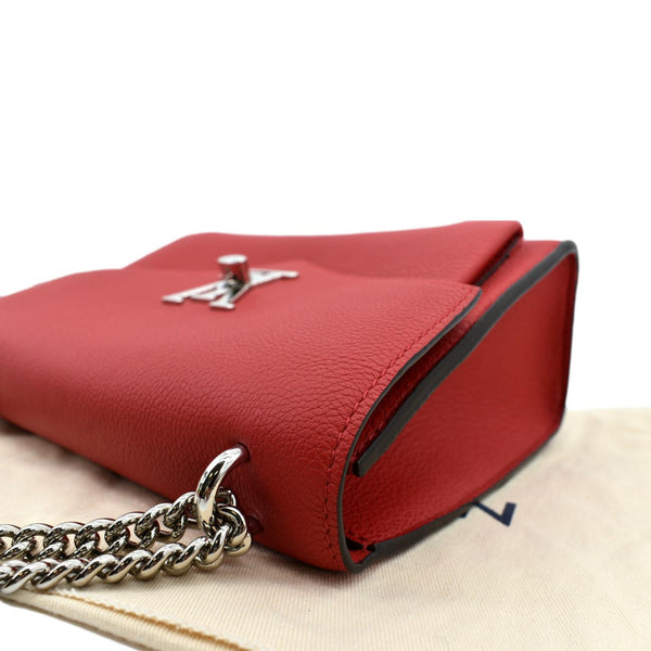 Louis Vuitton My Lockme Chain Leather Shoulder Bag Red - Left Side