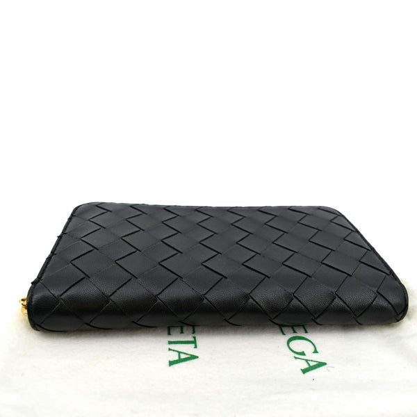 BOTTEGA VENETA Intrecciato Leather Zip Around Wallet Black