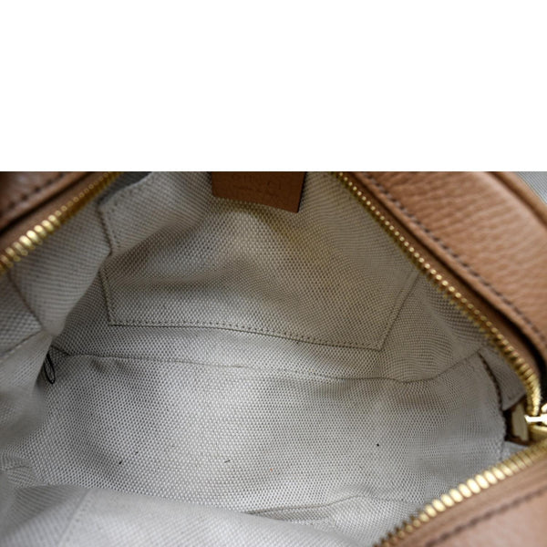 GUCCI Soho Disco Pebbled Leather Small Crossbody Bag Rose Beige 308364