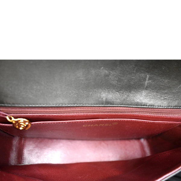 Chanel Vintage Flap Quilted Leather Shoulder Bag Black - Inside