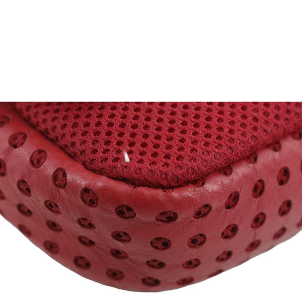 CHANEL Flap Perforated Leather Shoulder Bag Red