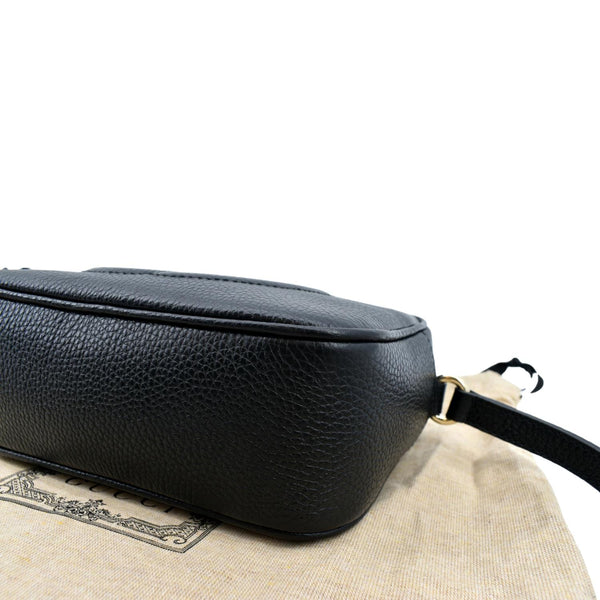 GUCCI Soho Disco Pebbled Leather Crossbody Bag Black 308364