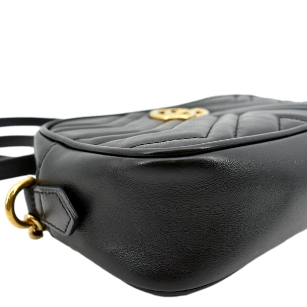 GUCCI GG Marmont Matelasse Mini Leather Crossbody Bag Black 448065