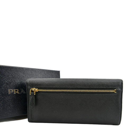 PRADA Bow Saffiano Leather Wallet Black