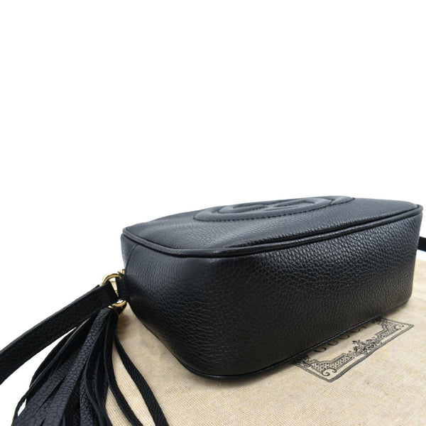 GUCCI Soho Disco Pebbled Leather Crossbody Bag Black 308364