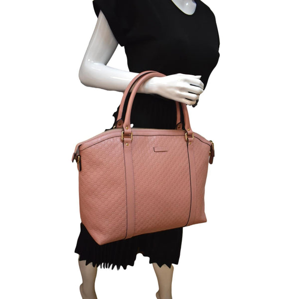 GUCCI Dome Large Microguccissima Leather Satchel Bag Soft Pink 449658