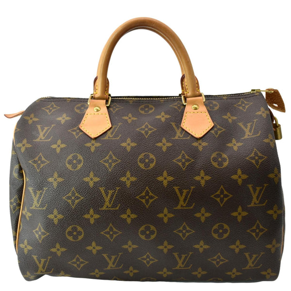 LOUIS VUITTON Speedy 30 Monogram Canvas Satchel Bag Brown