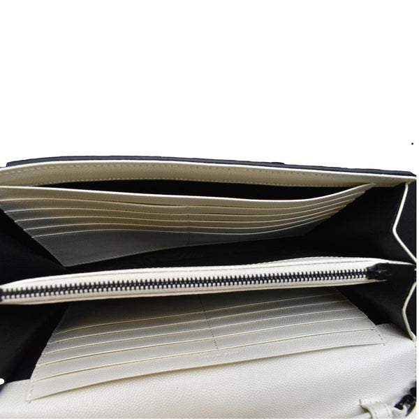 YVES SAINT LAURENT Contrast Trim Wallet on Chain Leather Shoulder Bag White