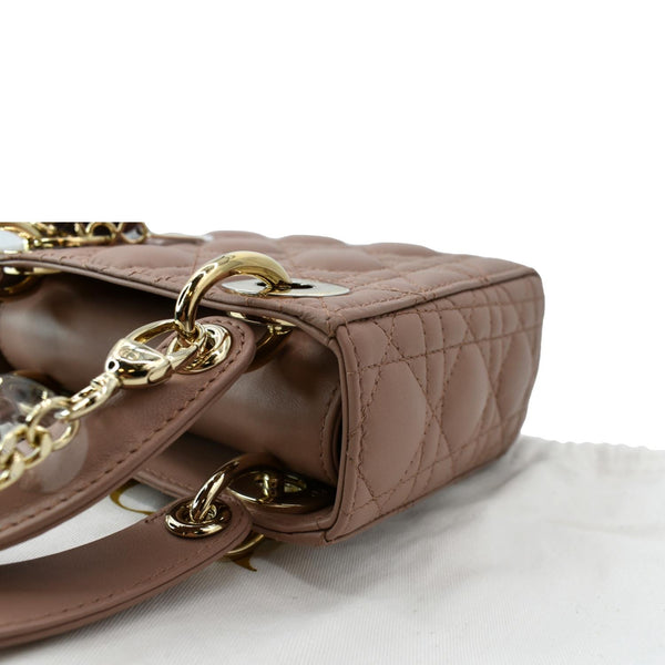 CHRISTIAN DIOR Mini Lady Dior Cannage Calfskin Leather Shoulder Bag Blush