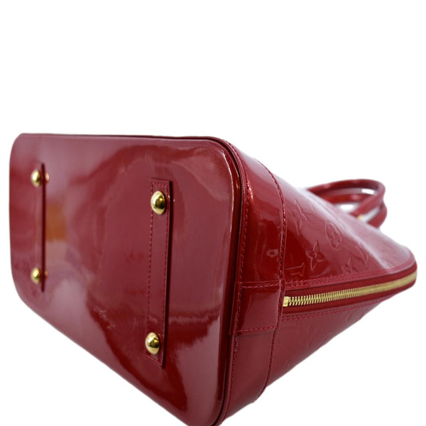 LOUIS VUITTON Alma GM Monogram Vernis Leather Satchel Bag Red