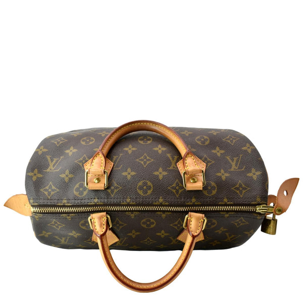LOUIS VUITTON Speedy 30 Monogram Canvas Satchel Bag Brown