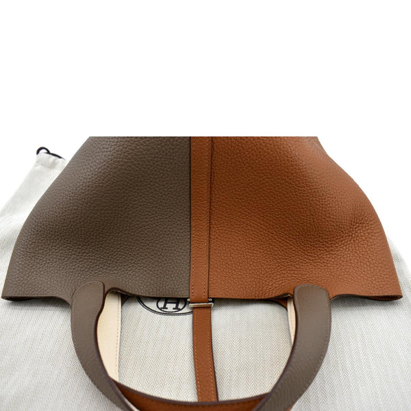 HERMES Picotin Lock 22 Taurillon Clemence Leather Satchel Bag Bicolor