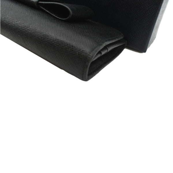 PRADA Bow Saffiano Leather Wallet Black
