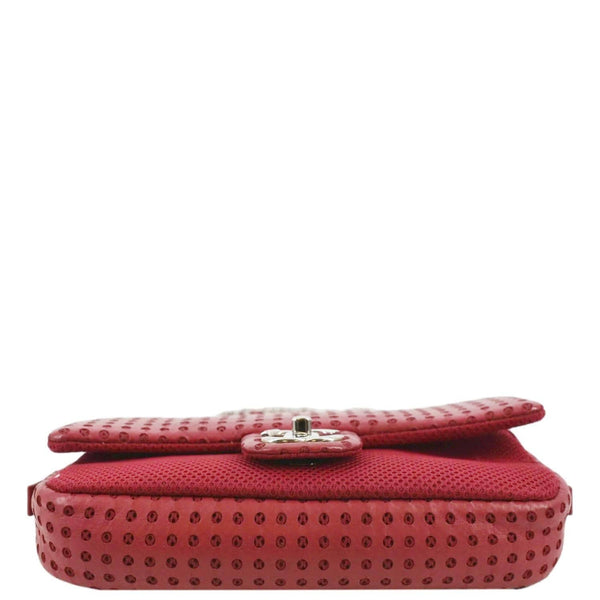 CHANEL Flap Perforated Leather Shoulder Bag Red