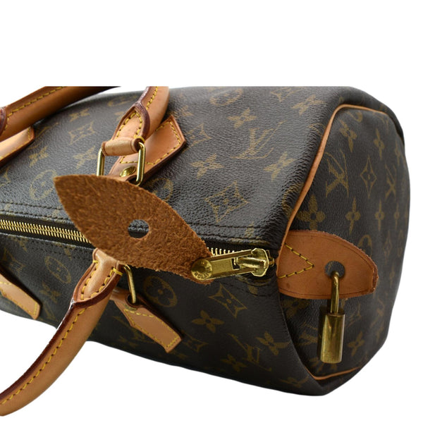 LOUIS VUITTON Speedy 30 Monogram Canvas Satchel Bag Brown