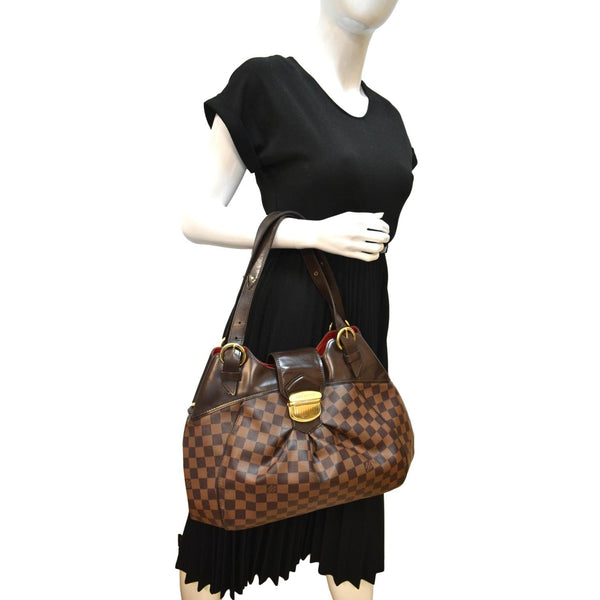 LOUIS VUITTON Sistina GM Damier Ebene Shoulder Bag Brown