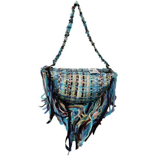 CHANEL Coco Cuba Hammock Tweed Woven Hobo Bag Turquoise