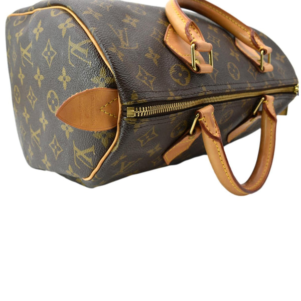 LOUIS VUITTON Speedy 30 Monogram Canvas Satchel Bag Brown