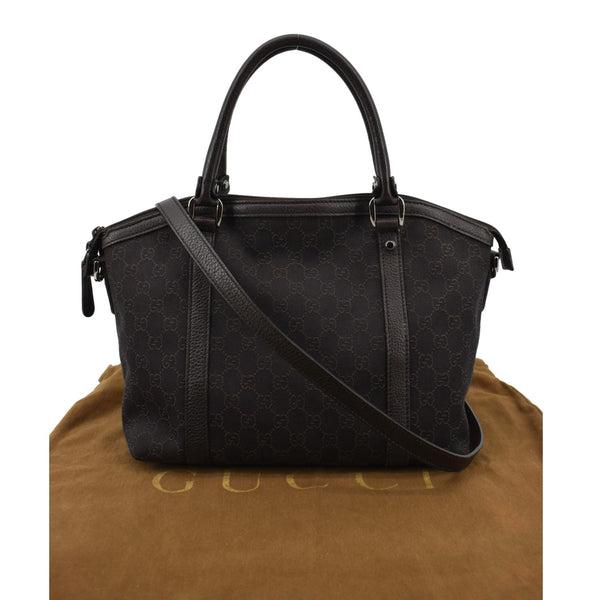 GUCCI Medium Top Handle GG Canvas Tote Shoulder Bag Brown 341503