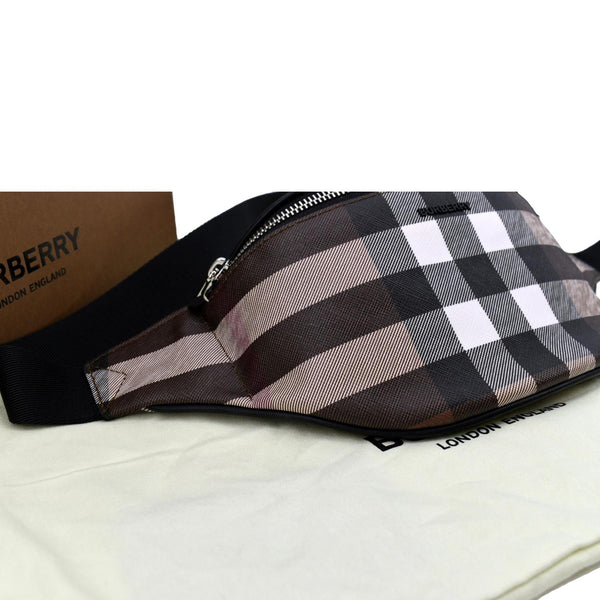 Burberry Mini Cason Check Bum Bag Dark Birch in Brown - Left Side